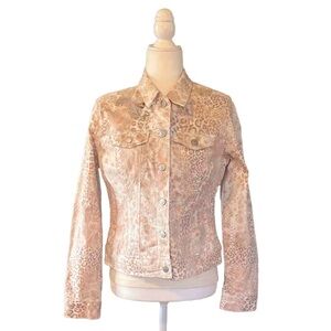 Nine West Pink Animal-Print Jean Jacket